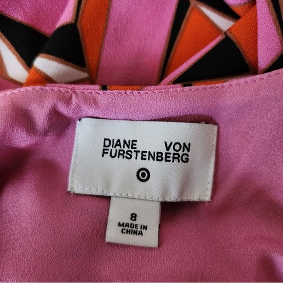 NWT Diane Von Furstenberg pink and Orange Geometric Dress size 12 x target. - Picture 7 of 8